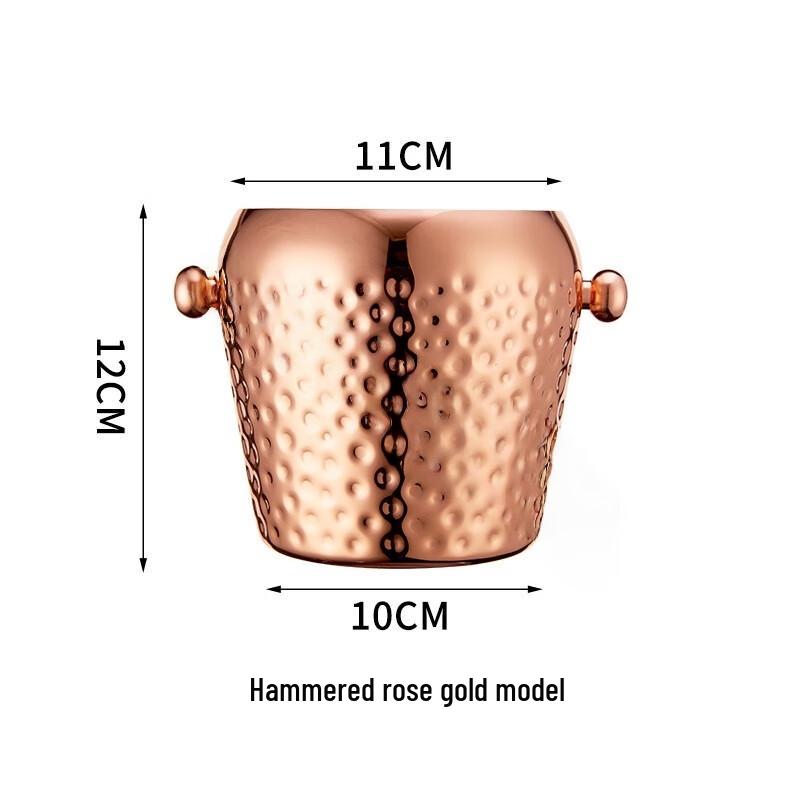 Shangqi 304 Stainless Steel Hammered Red Copper Ice Bucket Set