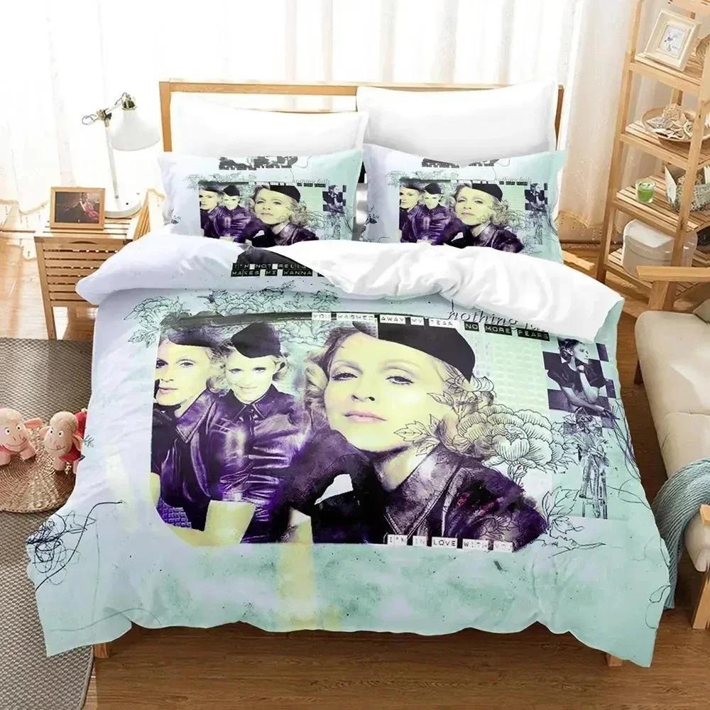 3D Potisk Sexy Madona Povlečení Sada Povlak na přikrývku Postelová sada Povlak na přikrývku Povlak na polštář Přikrývka Král Královna Velikost Kluci Dospělí Povlečení Sada