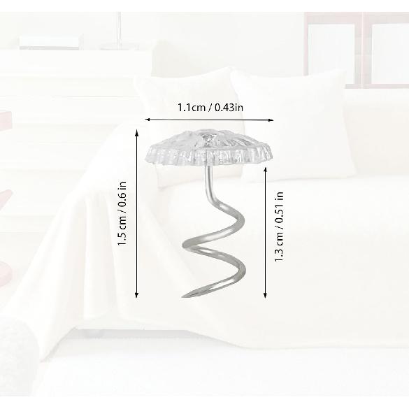 100 Pcs Clear Heads Twist P, Twist P Upholstery Clear Heads Slip, Bed Skirt Pin for Bedskirt, Arms Covers