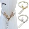 Curtain Tiebacks for Drapes Deer Head Tieback, Faux Pearl Beaded Stretch Holder, Adjustable Holdbacks Holdback Bedroom Living Room Window Door Easy To