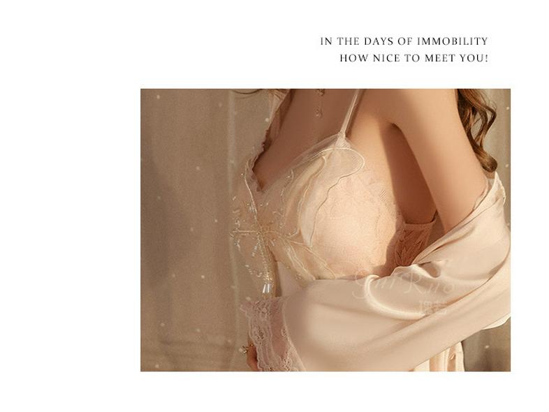 Stunning Plus Size Backless Push-Up Nightgown Set with Mesh Details