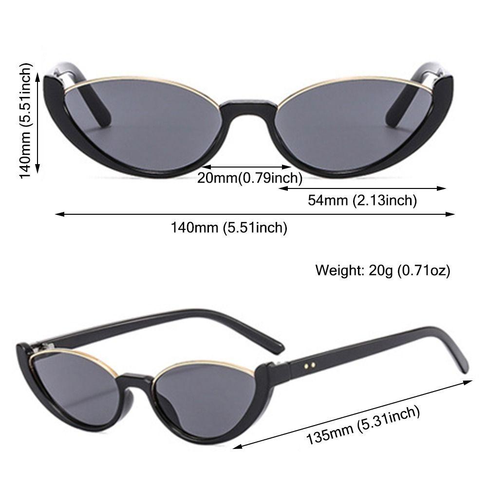 Vintage Små Cat Eye Solglasögon för Kvinnor Trendiga Halvbåge Solglasögon UV400 Mode Solglasögon Glasögon Sommar Anti UV Solglasögon