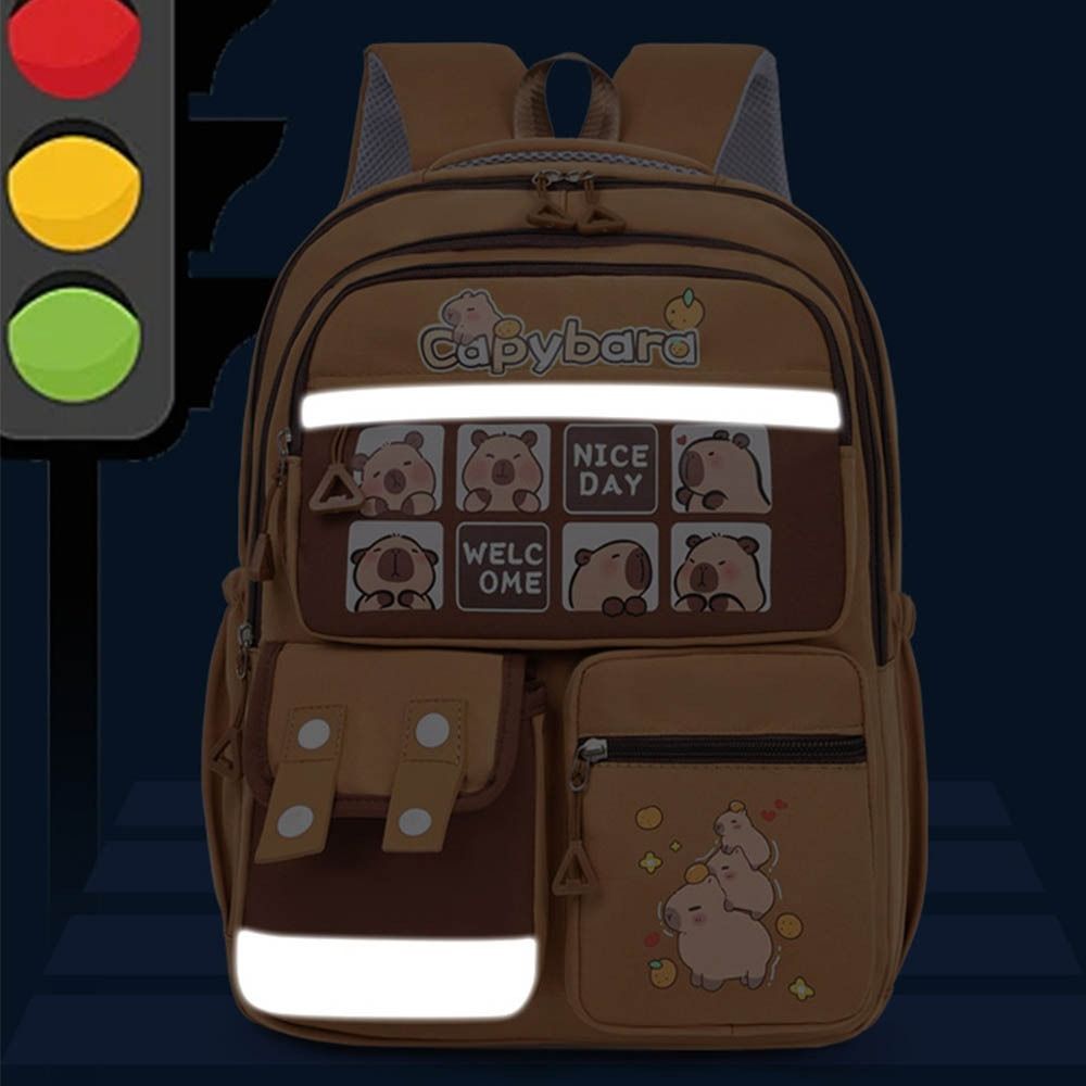 Adjustable Strap Capybara  Backpack Nylon Student  School Bag Cute Animal  Bookbag  Teenager