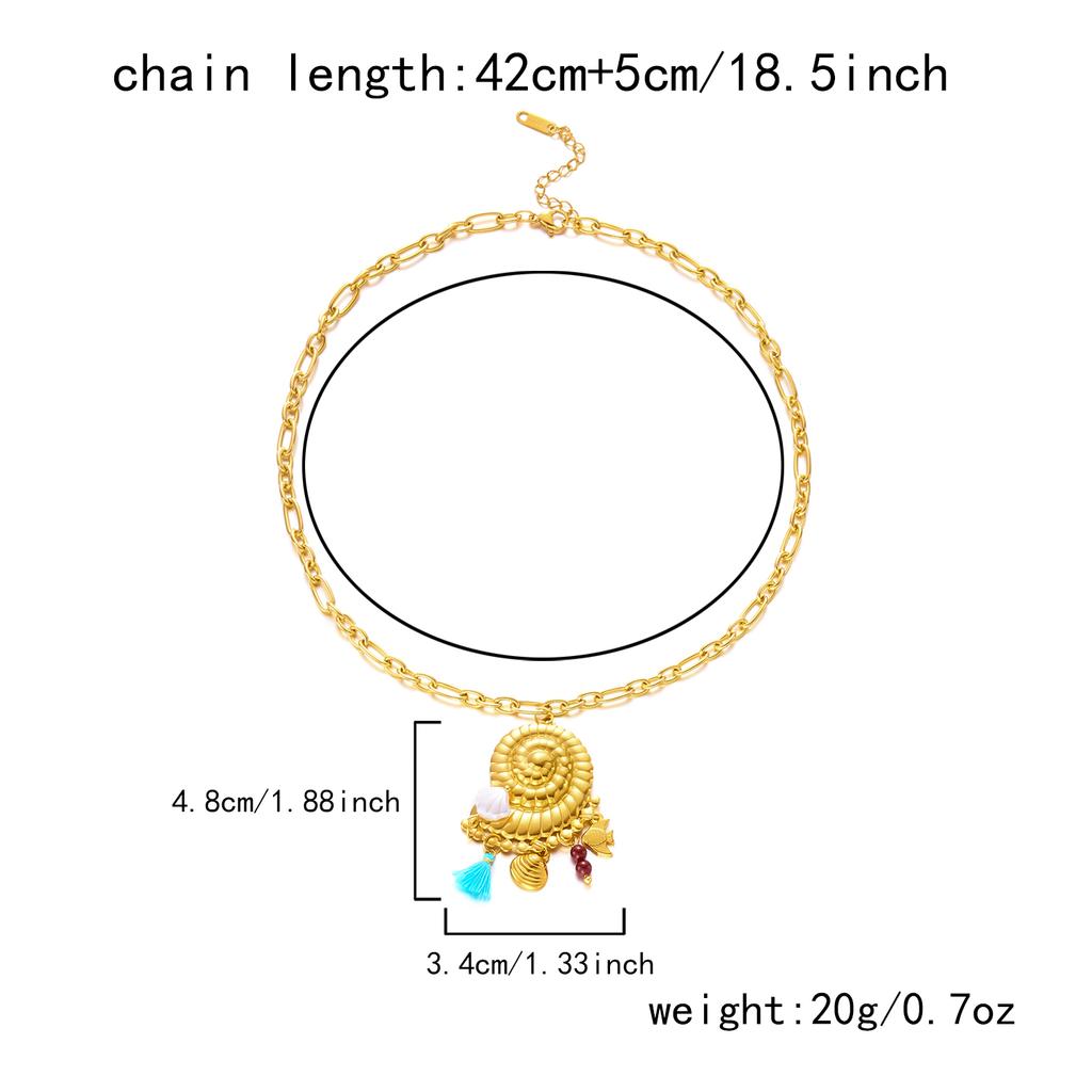 Fashion Stainless Steel Metal Conch Necklaces for Women Cute Shell Tassel Ceramic Fish Necklaces Party Daily Jewelry Gifts