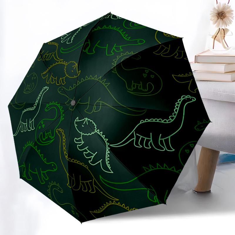 1pc Dino Pattern Automatic Open/close, All-Season Portable Folding Umbrella, Travel, Everyday, Formal Events - Compact Luxury Parasol, Outdoor Accesso