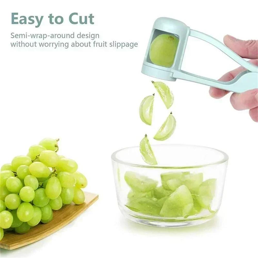 1pcs Fruits Slicer Cutter Grape Cherry Tomato Fruit Salad Splitter Artifact Toddlers Small Kitchen Accessories Cut Gadgets
