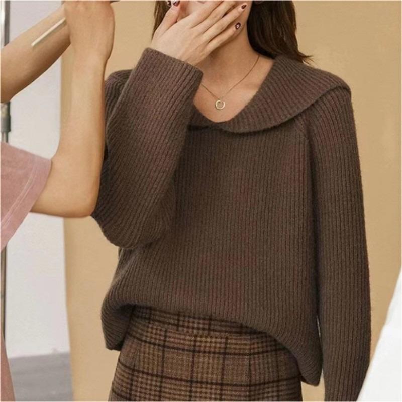 Autumn and Winter New Small Lazy Wind Knitted Top Wear Loose Casual Fashion Red Sweater Women