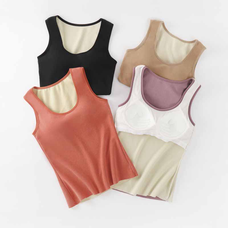 Women Undershirt Thermal Vest Winter Double-Sided Velvet Base Layer Warm Underwear Inner Wear
