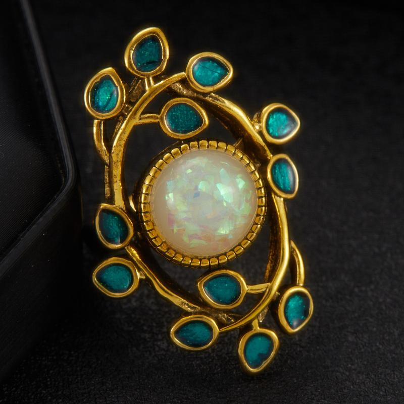 

Retro Ethnic Style Geometric Leaf Shaped Ring, Women s Personalized Bohemian Holiday Accessory Zircon Gift 7