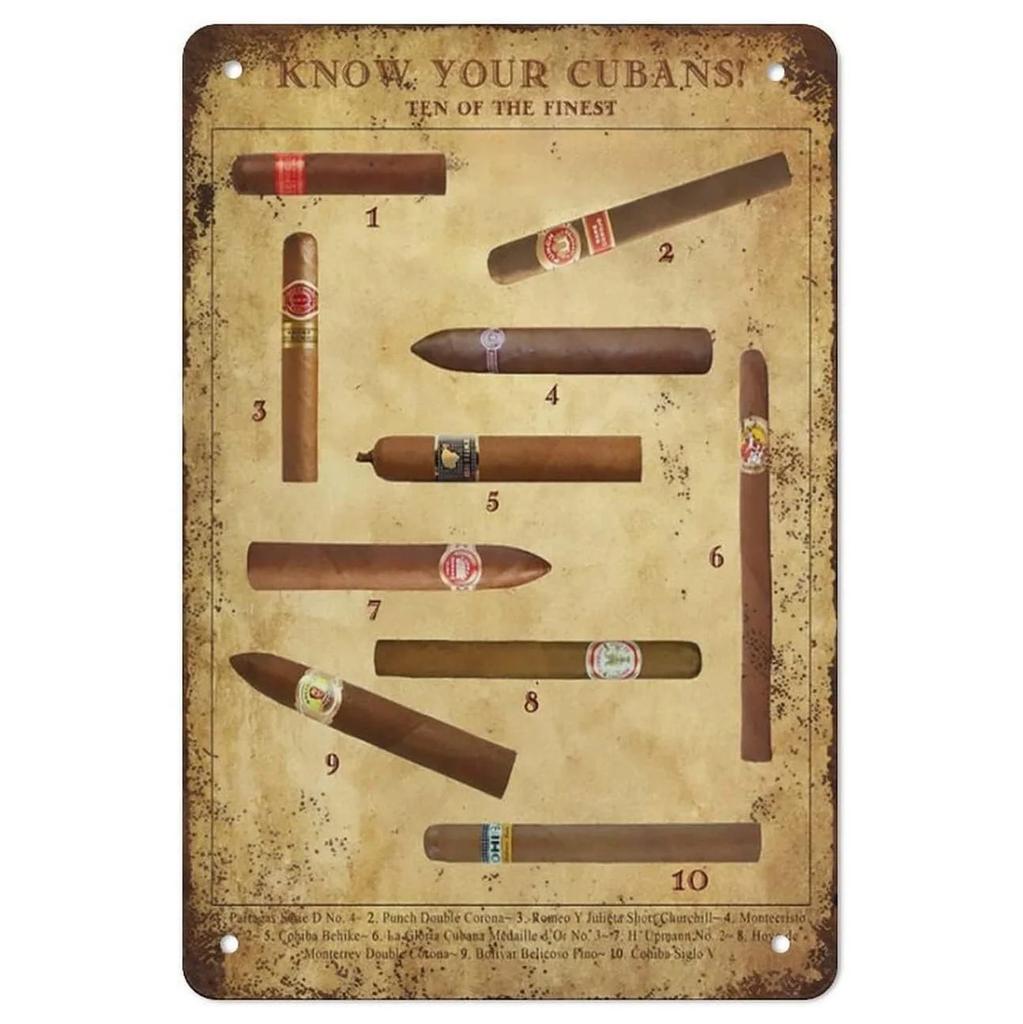 Whiskey Cigar Plaque Metal Tin Signs Wall Decoration Vintage Art Posters Iron Painting for Man Cave Home Cafe Garden Club Bar