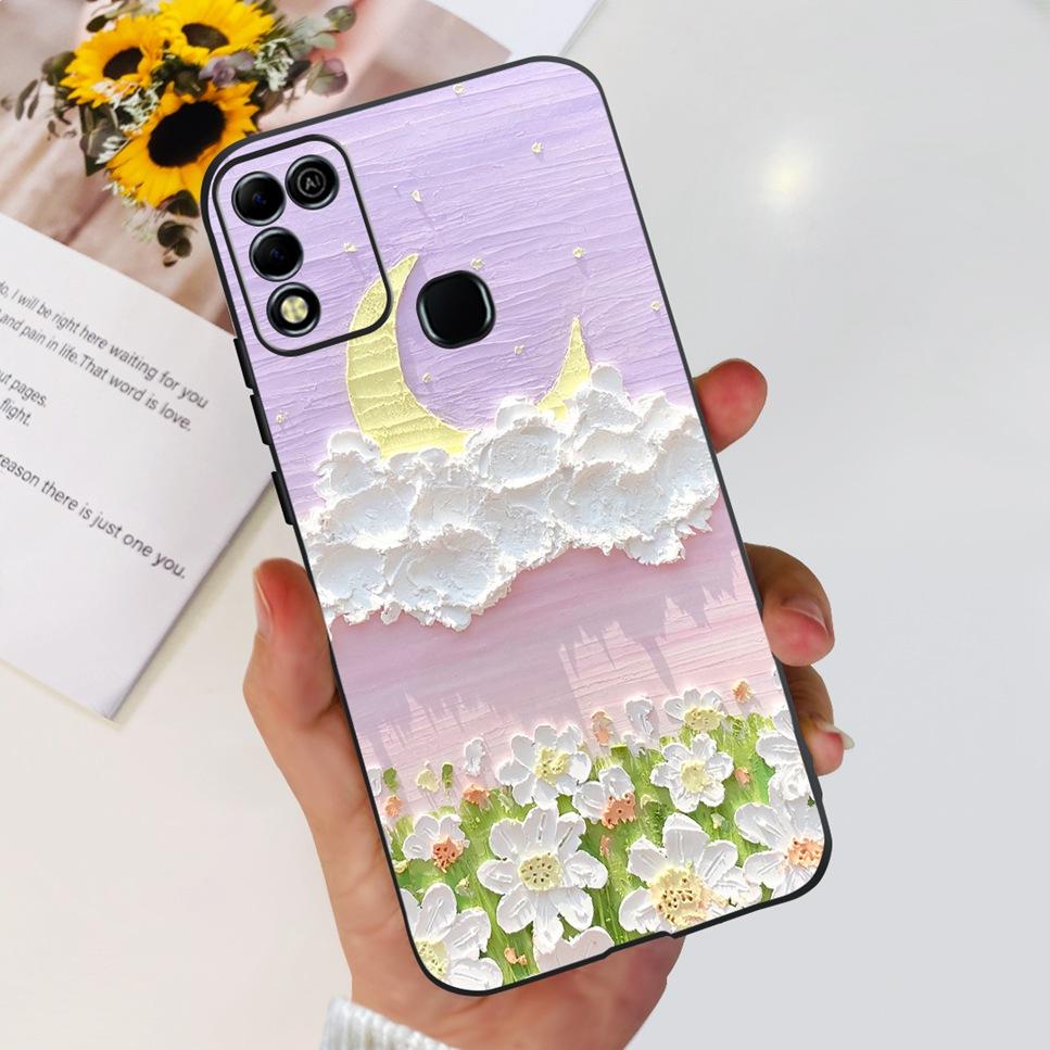 For Infinix Hot 11 Play 6.82" Soft Silicone Phone Cases For Infinix Hot 11 Play 11play 10Play Cover Luxury Flowers Funda Capa