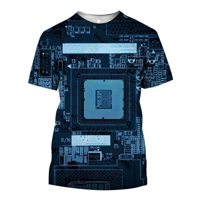 Computer Chip Clothes Summer Short Sleeve Tops Fashion Electronic Chip 3D Print T-shirt Cool ...