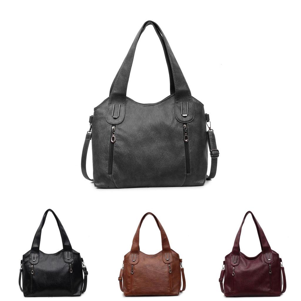 Solid Color Pu Tote Bag For Women With Large Capacity And Crossbody Style For Daily Use