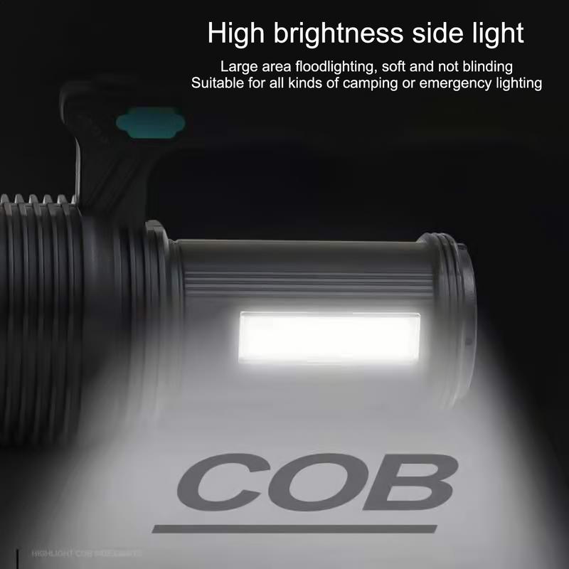 Strong Flashlight Rechargeable Handheld Compact Flashlight Rechargeable Torch With Side Light For Camping Hiking Outdoor