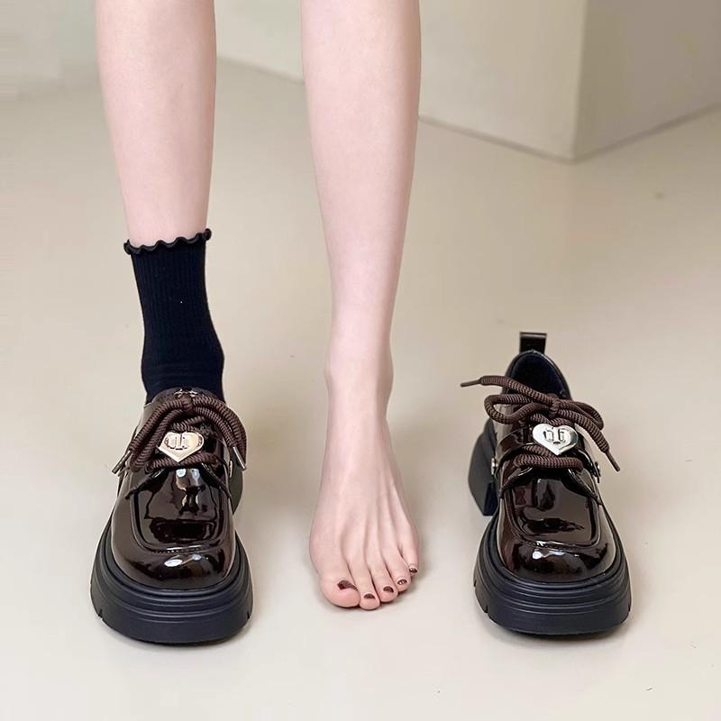 Fan Jieya Korean Single Shoes Women's 2025 Spring New Retro British Style Versatile Thick Heel Sweet Cool Black Small Leather Shoes