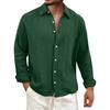 Men's Solid Color Wrinkled Lapel Long Sleeve Shirt Men's Casual Fashion Long Sleeve Shirt