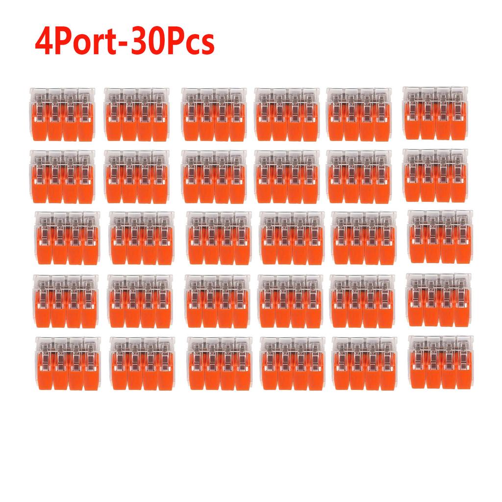 30pc Set of Orange Combination Cable Connectors 2-Port/3-Port/4-Port/5-Port Quick Cable Electrical Jacketed Connection Terminals