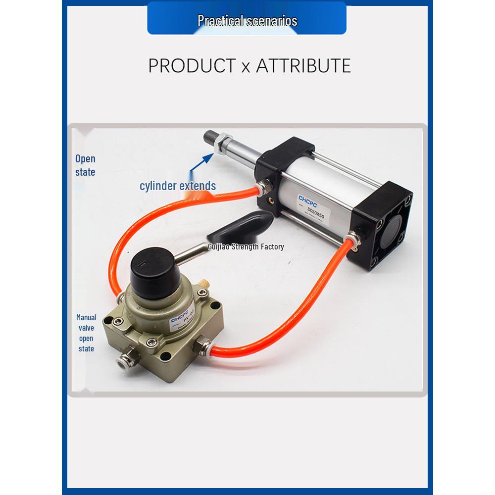 HV-02 Three-Position Four-Way Pneumatic Rotary Valve Cylinder Control with Manual Valve and Switch 300/400.