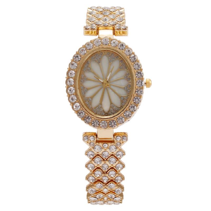 Fashion Ladies Jewelry Watch With Flower Design And Rhinestone Decor For Evening Wear