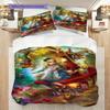 Whimsical Rabbit Timekeeper Three-piece Set (1 * Duvet Cover + 2 * Pillowcase, Without Core) 2D Flat Duvet Cover and Pillowcase Soft and Comfortable