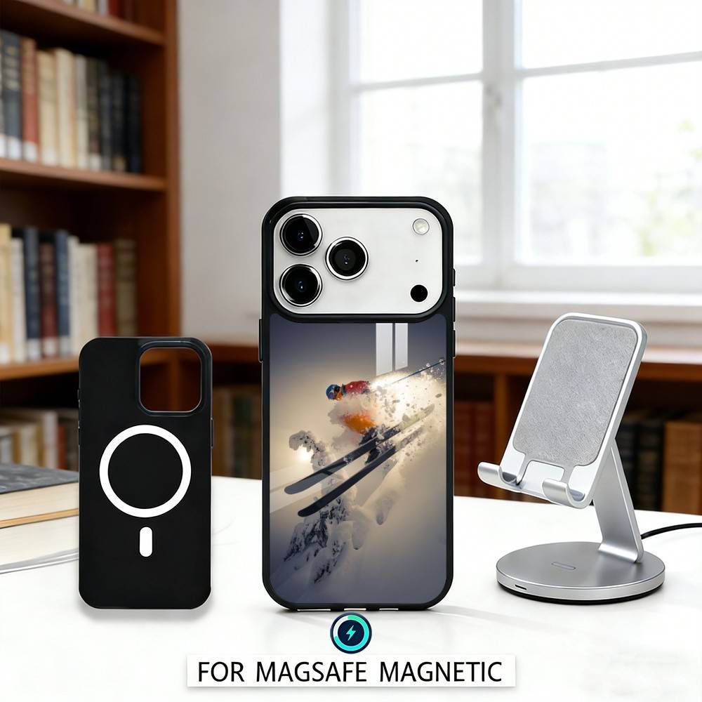 Cool S-Skiing Phone Case For iPhone 17,16,15,14,13,12,Pro,Max For Magsafe Magnetic Wireless Charging