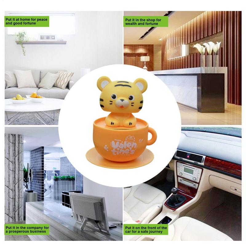 Car Bobble Head Dashboard Car Dash Decorations Solar-Powered Shaking Head Doll Animal Ornament For Women Men Inside Home Desktop