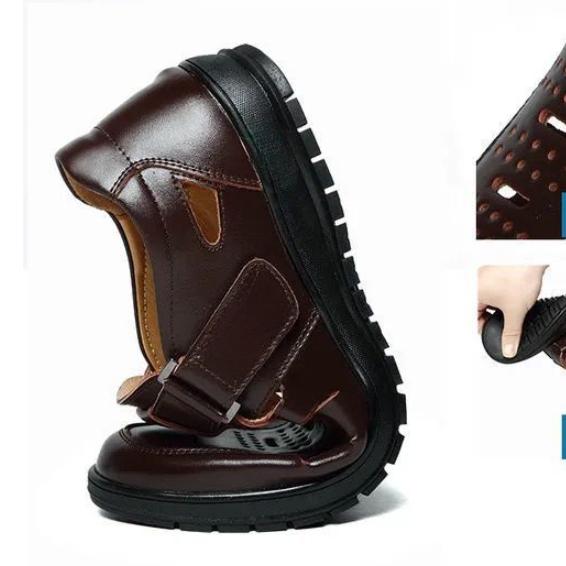 Sandalen für den Sommer, für Herren, gemütlich, hohl, rutschfest, weich, kühl, beleuchtet, atmungsaktiv, All-Match, klassisch, tragbar, modisch, lässig, Ledersandalen