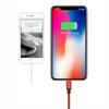 Fabric braided USB cable iPhone Lightning 18m red