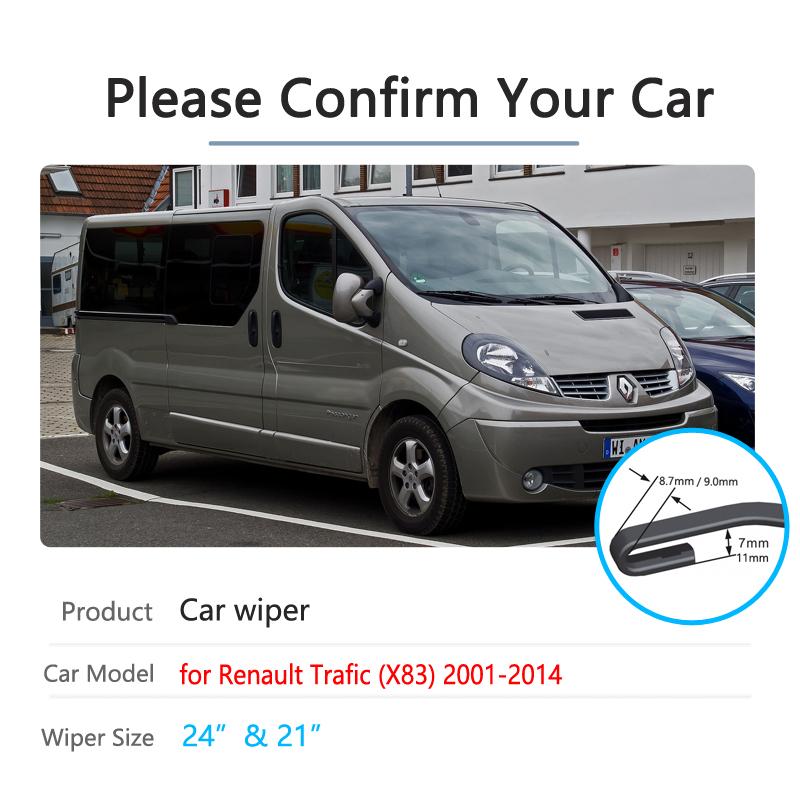 Car Wiper Blades for Renault Trafic X83 2001~2014 Front Windscreen Wipers Car Accessories Stickers Vivaro Primastar 2002