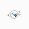 Huitan Planet Finger Ring for Women Fashionable Blue Stars Silver Color Rings Daily Wear Statement Accessories Creative Jewelry