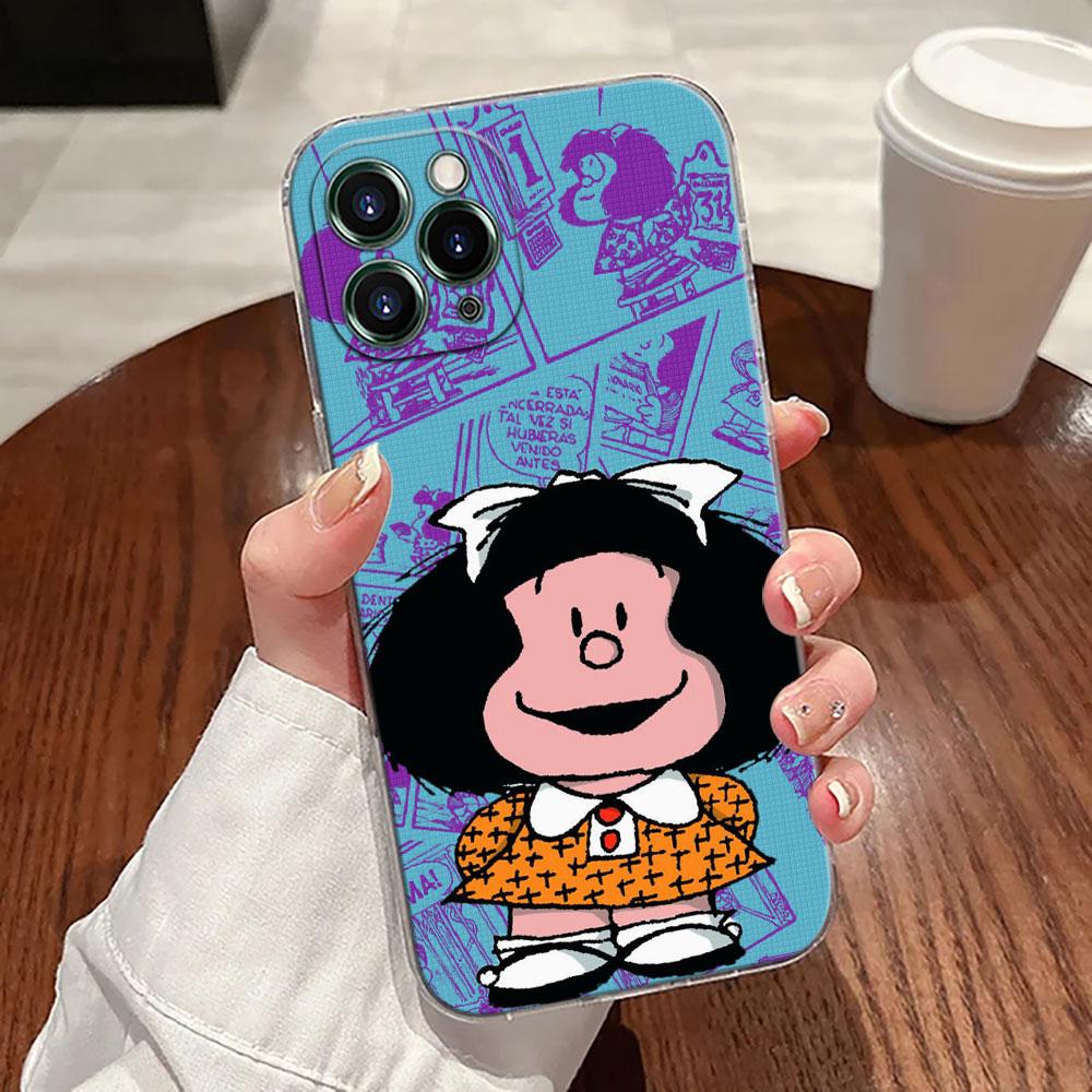 Mafalda Disney Transparent Phone Case For iPhone 17 Pro Max 17E 11 12 13 14 15 16 Pro Max Plus 17 Air 16E 7 X Soft Cover Mafalda
