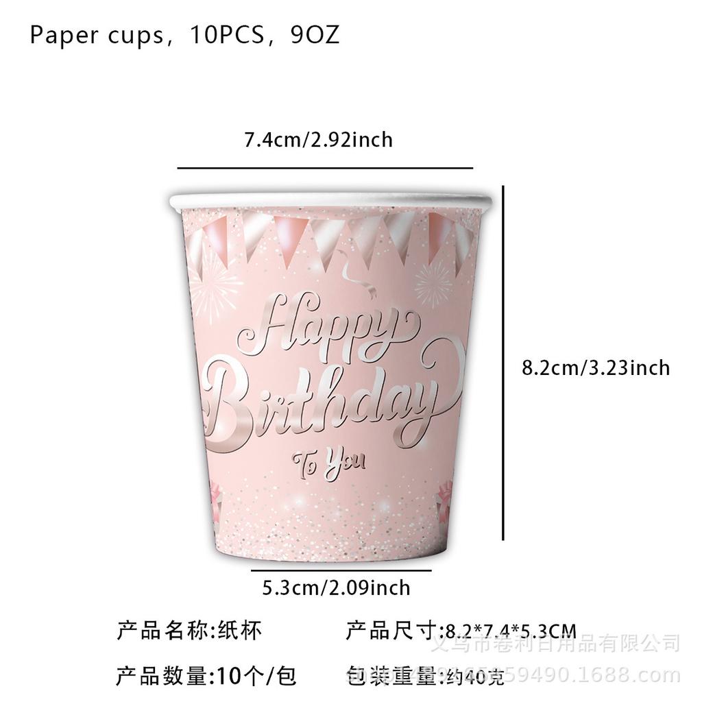 Pink Birthday Party Supplies Diamond Themed Paper Plates Paper Cups Banners Tissue Tablecloths Tableware Decorating Party