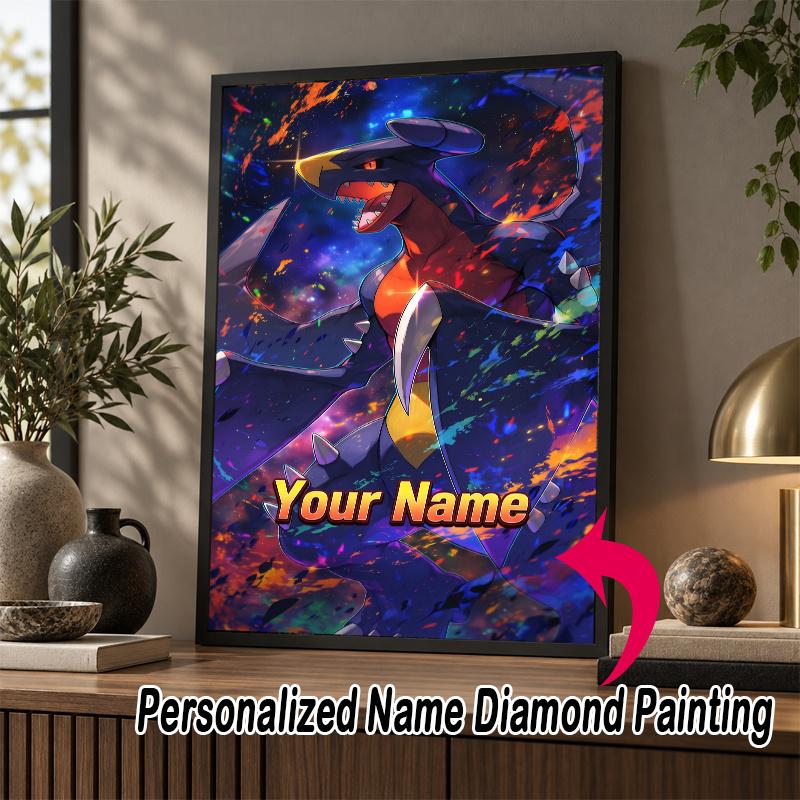 Personalized Garchomp Diamond Art Custom Name 5D Diamond Painting Full Drill DIY Craft
