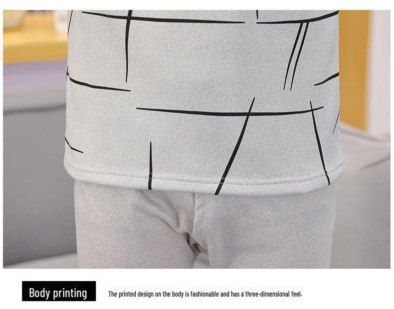 Men's Trendy Thermal Underwear Set: Teen Plus Velvet, Thickened Warm Bottoming Shirt & Pants for Autumn/Winter