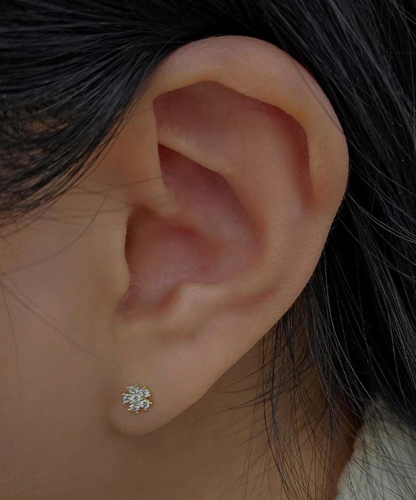 Helene Jewelry 14K Say Flower Cubic Earrings