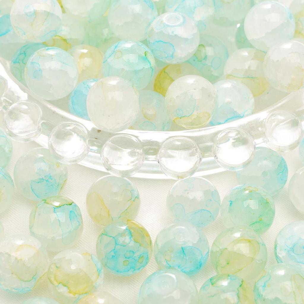 8-10mm Half-Sugar Bubble Glass Bead Bracelet - Handmade Round Loose Beads for Jewelry Making