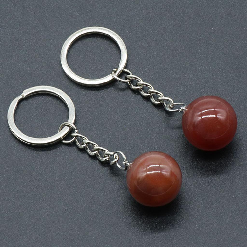 1pc Natural Crystal Stone Keychain Pendant Agate Ball Crystal KeyChain Handbag Decor Motorcycle Keychains Key Ring Holder KTJ