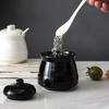 Black and White Ceramic Candy Jar Kitchen Seasoning Jar Household Storage Box Spoon Salt Bottle Household Kitchen Supplies