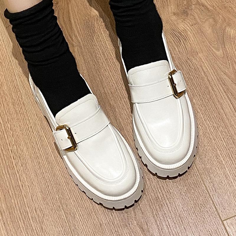 Fashion Shoes Women Loafers Genuine Leather Spring Big Size British Style School Girl Shoes Color Matching Fashion Oxford Shoes Women