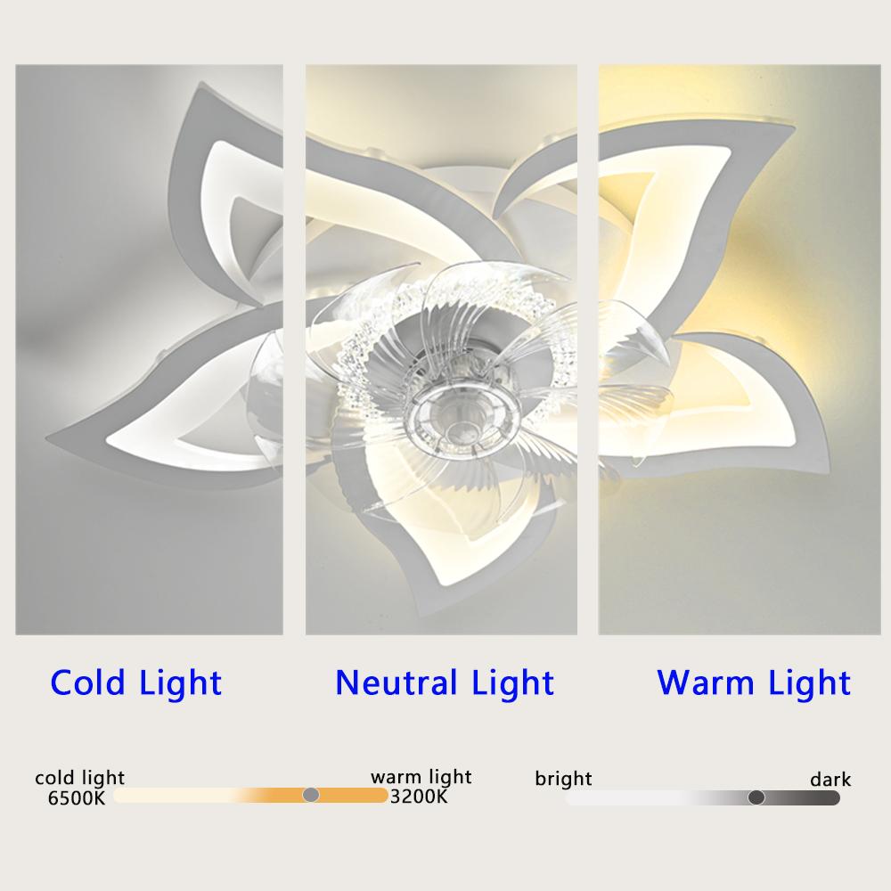 LED Low Noise Ceiling Fan with Light Bedroom Kitchen Living Room Lamp Lightning Black White Home Decor LED Chandelier Fixtures
