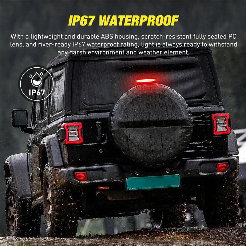 Led 3Rd Brake Light For Jeep Wrangler Jl 2018-2024 Rear High Mount Stop Light Brake Lamp Smoked Lens