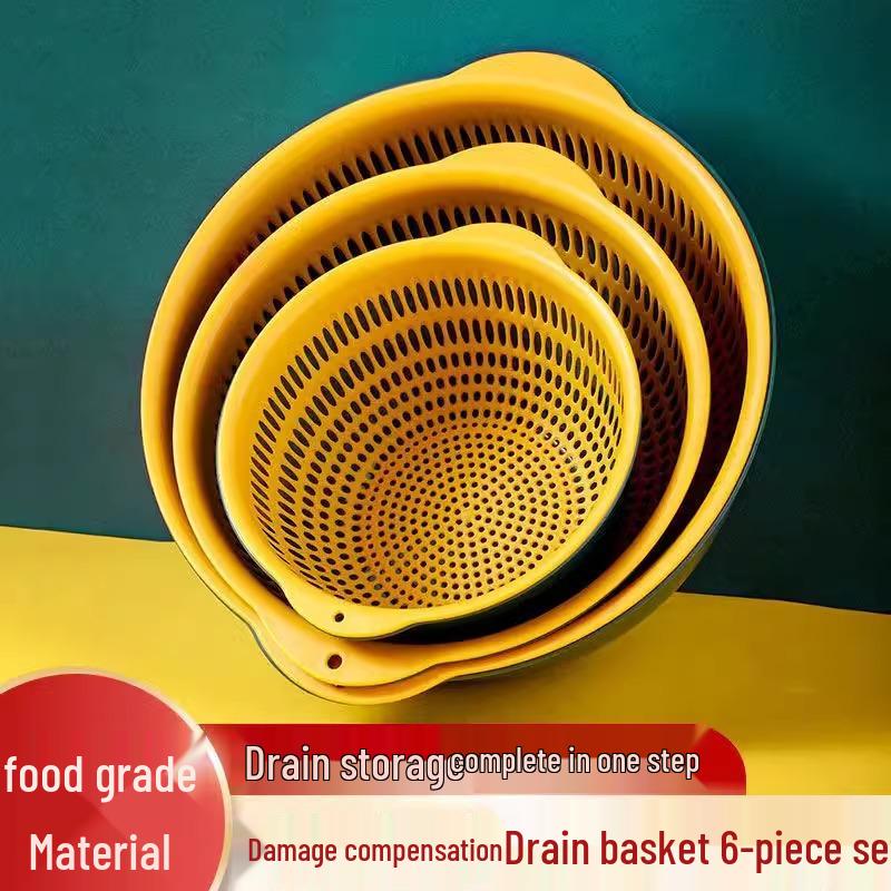 Double-Layer Fruit & Vegetable Washing and Draining Basket - Large, Creative Kitchen Basin & Fruit Plate