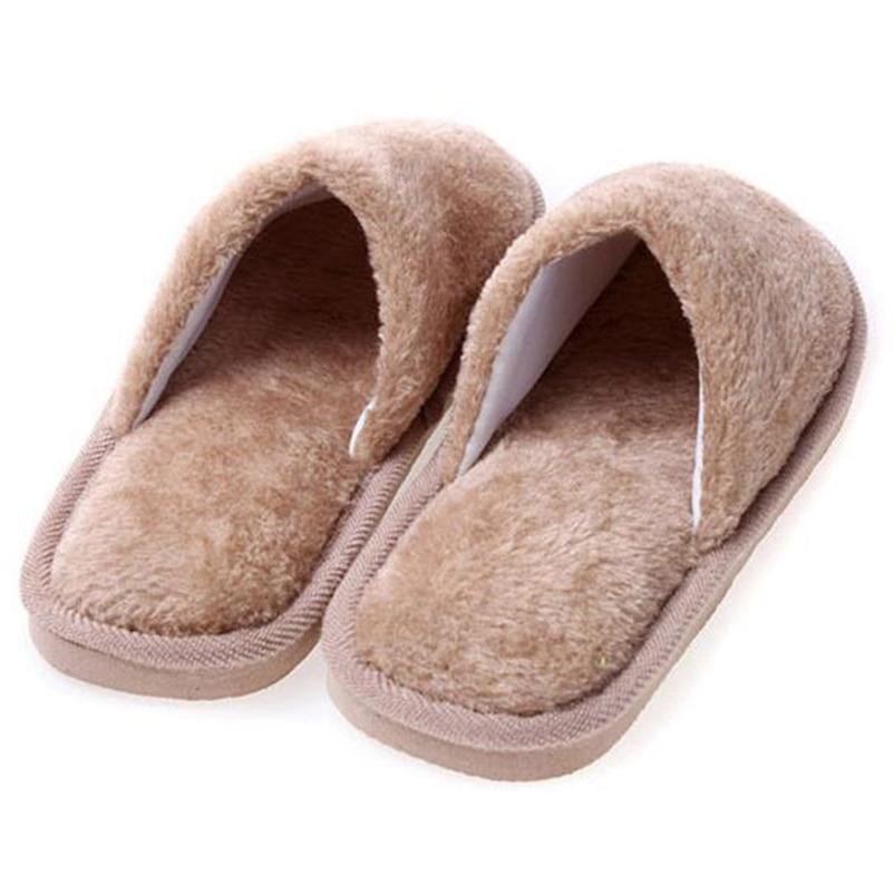 Non-slip Comfortable Winter Couples Solid Color Warm Home Plush Flat Candy Color Slippers