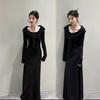 Korean wear lace-up shawl long-sleeved dress women's clothing autumn is very beautiful, waist and thin hip skirt long dress