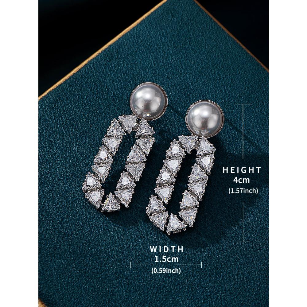 Geometric Triangle Earrings With Diamonds High-End Earrings Fashion Temperament Party Dinner Dress Versatile Earrings