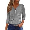 Women's Casual Fashion V-neck Loose Versatile Floral Print Three-quarter Sleeves