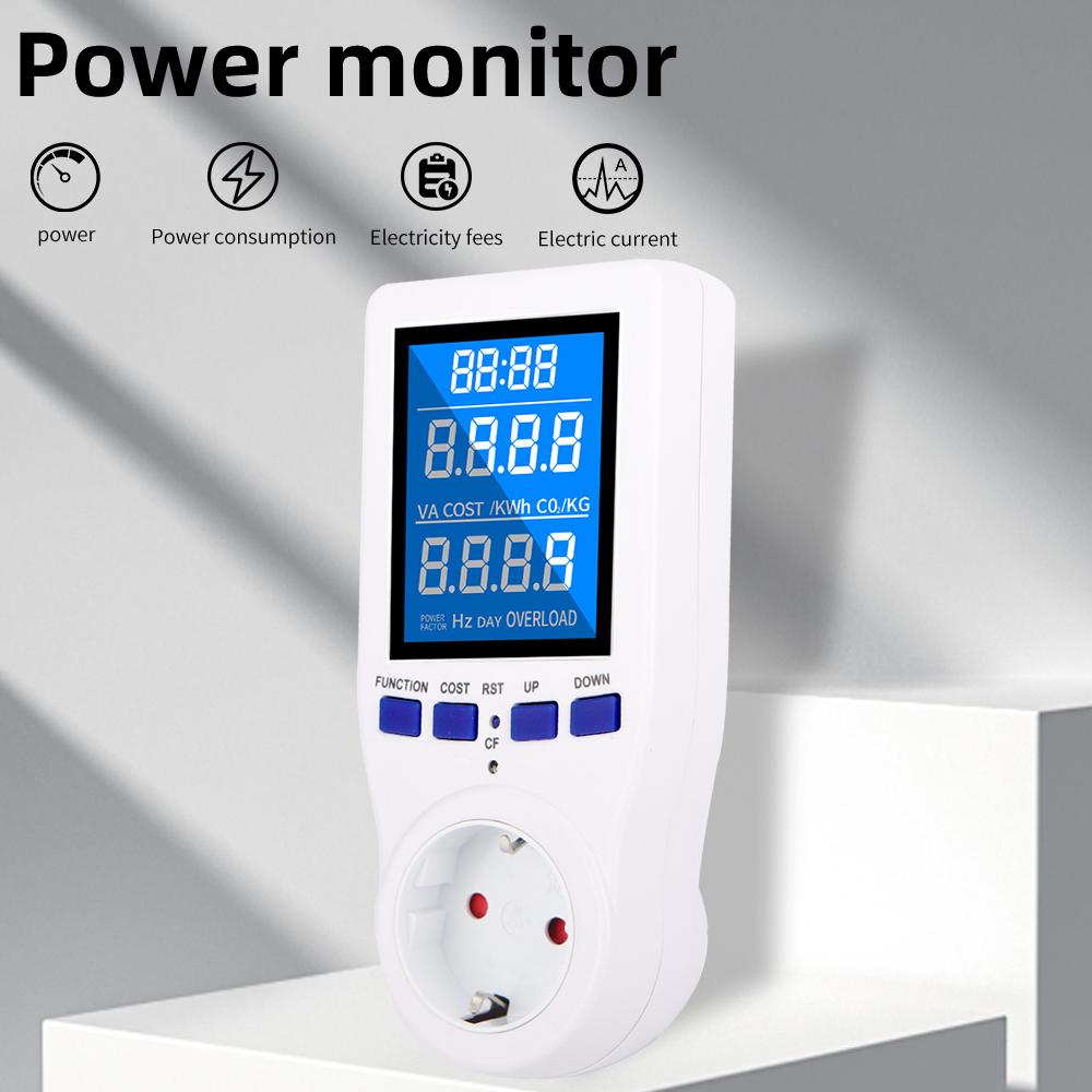 Power Meter AC 110/230V Electricity Consumption Monitor Wattage Kwh Energy Meter EU US UK Plug Outlet Power Analyzer LCD Display