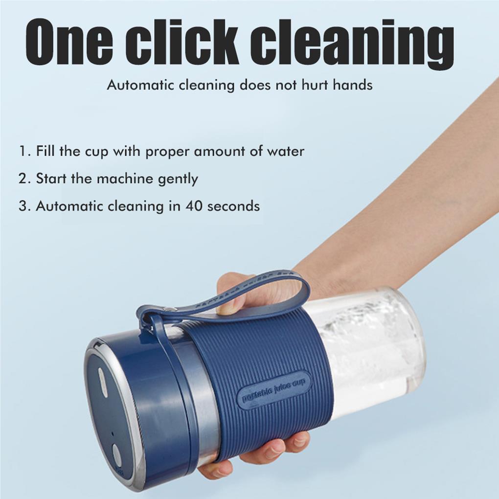Electric Juicer Cup Handheld USB 1200mAh Battery Powered Washable Anti-corrosive Transparent 21000RPM Bottle with Lanyard
