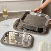 1Pcs Stainless Steel Rectangular Tray With Embossed Design For Kitchen Living Room Storage Durable Fruit Snack Cake Serving Dish