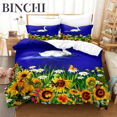 Set Biancheria da Letto Matrimoniale Swan Rose Set Copripiumino Biancheria da Letto Stampa Digitale Biancheria da Letto King Size Set Copripiumino Set Biancheria da Letto
